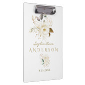 Luxury White Gold Floral Baptism Photo Album Klembord (Rechts)
