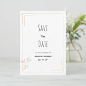 Luxury white gold geometric floral Save The Date Kaart (Staand voorkant)