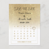 Luxury White Gold Glitter Calendar Save the Date  Aankondigingskaart (Voorkant)