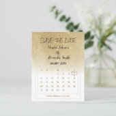 Luxury White Gold Glitter Calendar Save the Date  Aankondigingskaart (Staand voorkant)