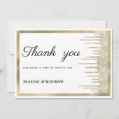 Luxury white gold glitter drips Thank You Kaart (Voorkant)