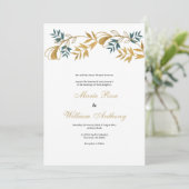 Luxury white gold grayish cyan foliage Wedding  Kaart (Staand voorkant)