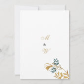 Luxury white gold grayish cyan foliage Wedding  Kaart (Achterkant)