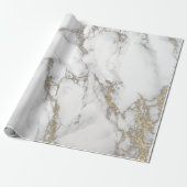 Luxury White Gold Grey Carrara Marble Stone VIP Cadeaupapier (Uitgerold)