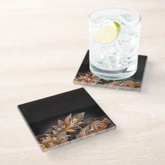 Luxury White & Gold Marble Coaster – Elegant Aesth Glazen Onderzetter