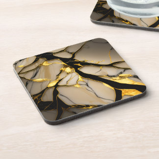 Luxury White & Gold Marble Coaster – Elegant Aesth Zandsteen Onderzetter