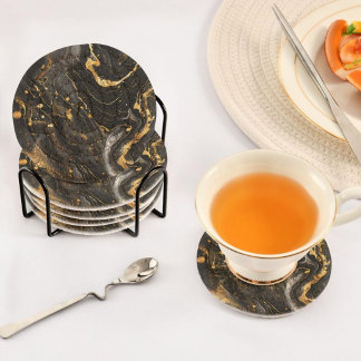 Luxury White & Gold Marble Coaster – Elegant Aesth Zandsteen Onderzetter