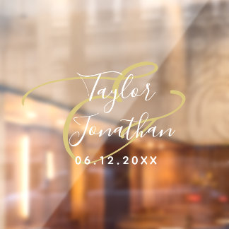 Luxury White & Gold Minimal Classy Custom Wedding Raamsticker
