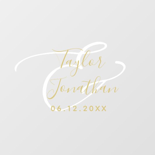 Luxury White & Gold Minimal Classy Custom Wedding Raamsticker (Vel)