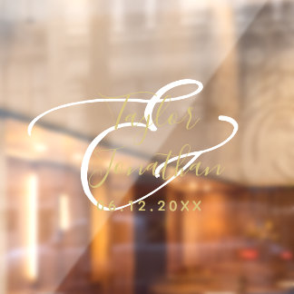 Luxury White & Gold Minimal Classy Custom Wedding Raamsticker