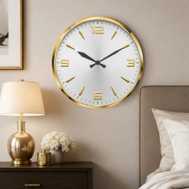 Luxury White & Gold Minimalist Modern Gold Accent Grote Klok