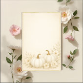 Luxury White & Gold Pumpkin Baby Shower Invitation Kaart