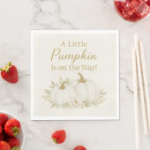 Luxury White & Gold Pumpkin Baby Shower Napkin Servet (Insitu)