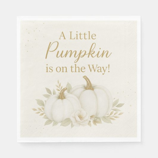 Luxury White & Gold Pumpkin Baby Shower Napkin Servet (Voorkant)
