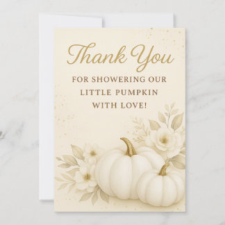 Luxury White & Gold Pumpkin Baby Shower Thank You  Bedankkaart