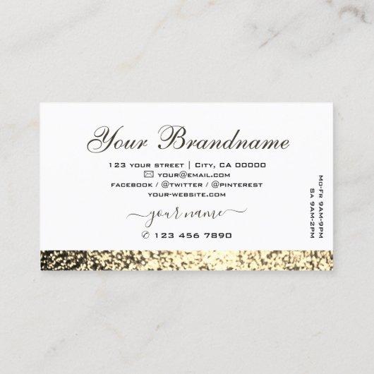 Luxury White Gold Sparking Glitter met Diamonds Visitekaartje (Achterkant)