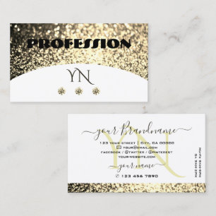 Luxury White Gold Sparking Glitter met Monogram Visitekaartje