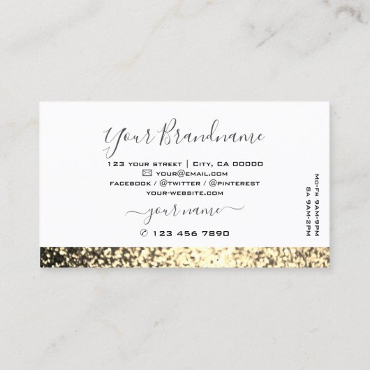 Luxury White Gold Sparkle Glitter Elegant Shimmery Visitekaartje (Achterkant)