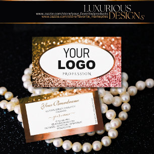 Luxury White Golden en Roos Gold Glitter Logo Bus Visitekaartje