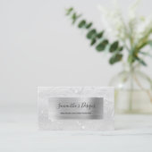 Luxury White Marble Agate Glam Silver Foil Visitekaartje