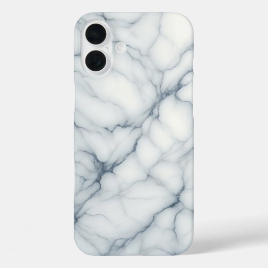 Luxury White Marble Case - Elegant Blue & Grey  (Achterkant)