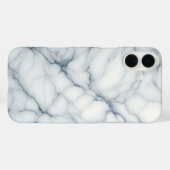 Luxury White Marble Case - Elegant Blue & Grey  (Achterkant (horizontaal))