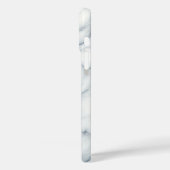 Luxury White Marble Case - Elegant Blue & Grey  (Achterkant / Links)