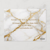 Luxury White Marble Gold Monogram Real Estate Briefkaart (Achterkant)