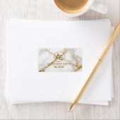 Luxury White Marble Gold Monogram Real Estate Etiket (Insitu)