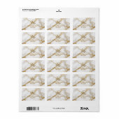 Luxury White Marble Gold Monogram Real Estate Etiket (Full Sheet)