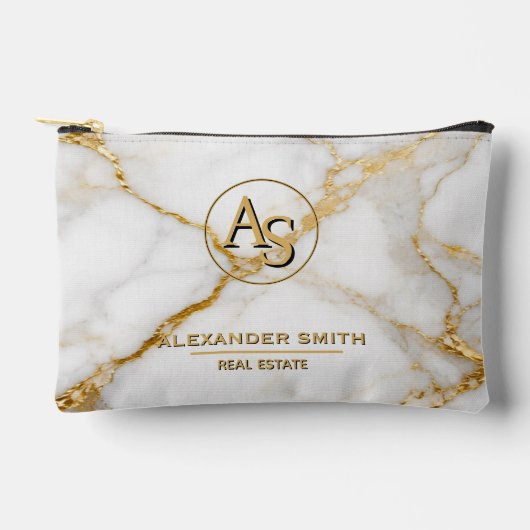 Luxury White Marble Gold Monogram Real Estate  Etui (Voorkant)