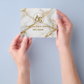 Luxury White Marble Gold Monogram Real Estate  Flyer (Hand)