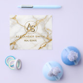 Luxury White Marble Gold Monogram Real Estate  Flyer (Enkel)