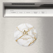 Luxury White Marble Gold Monogram Real Estate  Magneet (Insitu (Vaatwasser))