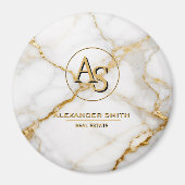 Luxury White Marble Gold Monogram Real Estate  Magneet (Voorkant)