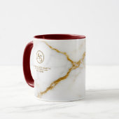 Luxury White Marble Gold Monogram Real Estate Mok (Voorkant links)