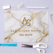 Luxury White Marble Gold Monogram Real Estate  Tissuepapier (Craft)