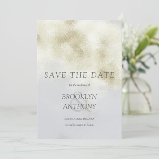 Luxury White Opal Save The Date (Staand voorkant)