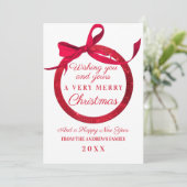 Luxury White Red Glitter Bow Ornament Kerstmis Feestdagenkaart (Staand voorkant)