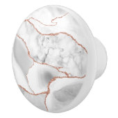 Luxury White Rose Gold Agate Geode Glitter Keramische Knop (Rechts)