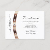 Luxury White Rose Gold met monogram en diamanten Visitekaartje (Achterkant)
