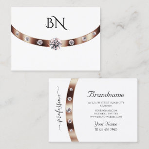 Luxury White Rose Gold met monogram en diamanten Visitekaartje
