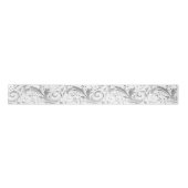 Luxury White Silver Foil  Floral Pattern Satijnen Lint (Voorkant)
