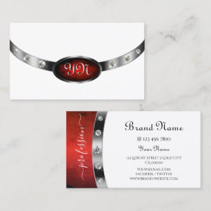 Luxury White Silver Red Marble Faux Rhinestones Visitekaartje