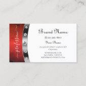 Luxury White Silver Red Marble Faux Rhinestones Visitekaartje (Achterkant)
