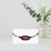 Luxury White Silver Red Marble Faux Rhinestones Visitekaartje (Staand voorkant)