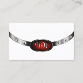 Luxury White Silver Red Marble Faux Rhinestones Visitekaartje