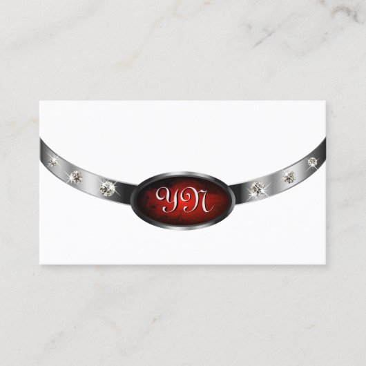 Luxury White Silver Red Marble Faux Rhinestones Visitekaartje (Voorkant)