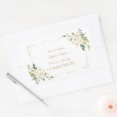 Luxury White Wild Rozen First Heilige Communie Rechthoekige Sticker (Envelop)