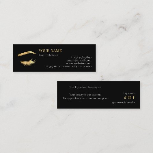 Luxury Wimpertechnicus Dankkaart Klantenkaartje (Voorkant / Achterkant)